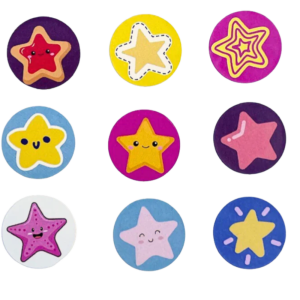 Star Stickers — 540 circle stickers — 19.7mm wide — 5 x A4 sheets (108 stickers per sheet)