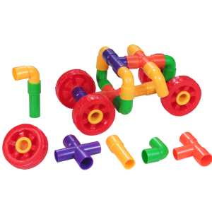 Building Pipes with Wheels Construction Set - 72pcs in Polybag