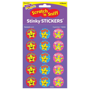 Superstars, Caramel scent Scratch 'n Sniff Stinky Stickers® – Large Round